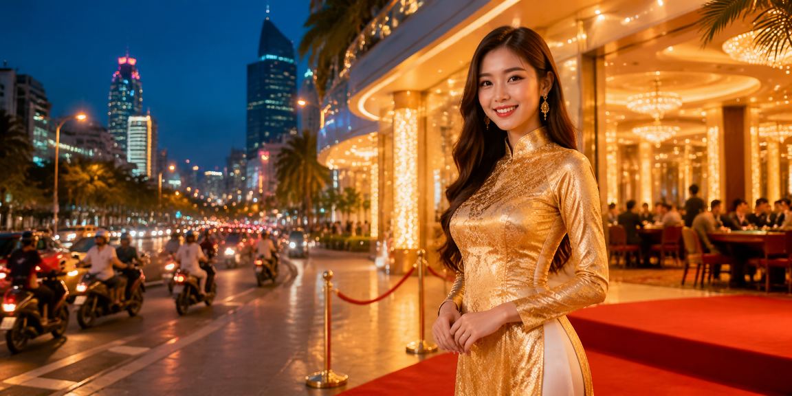 Người chơi card game tại Hồ Chí Minh trong trang phục áo dài truyền thống Việt Nam