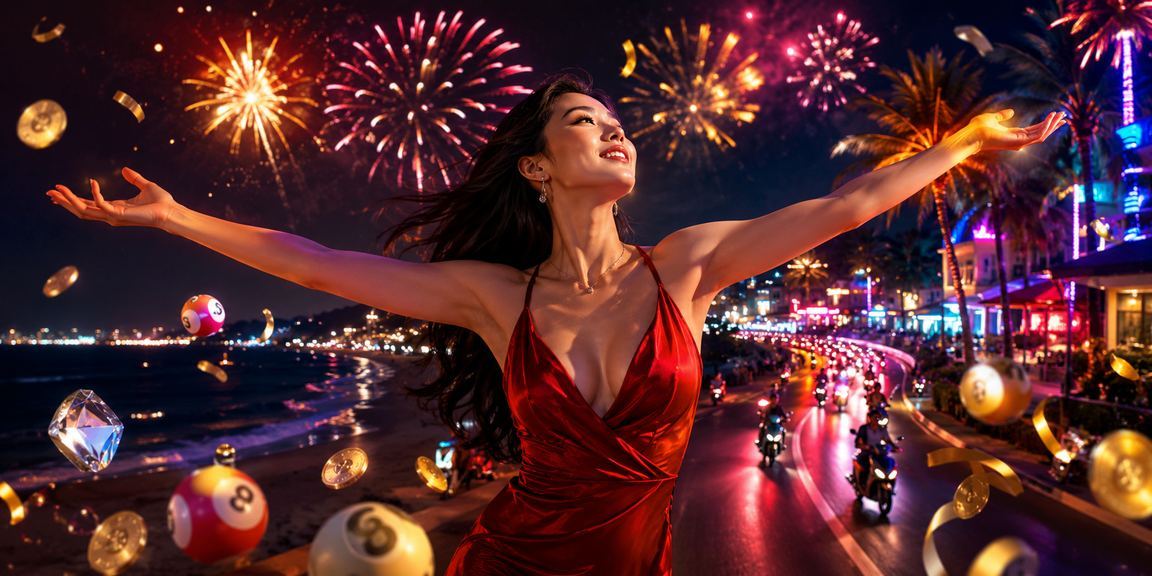 Ánh đèn neon xổ số và cá cược đêm tại bãi biển Phan Thiết